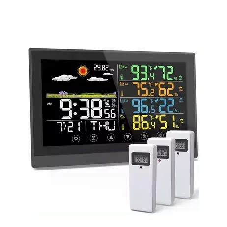 2024 New Offer Sample Anniversary Wall Clock Wireless Color Display Weather Station