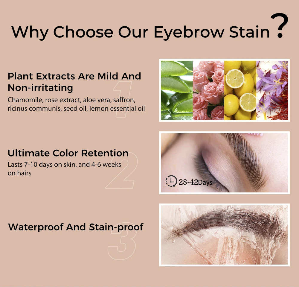 custom 9 color brow stain liquid hybrid eyebrow tint waterproof brow tint kit