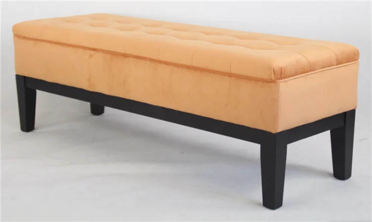 China wholesale bedroom furniture blue velvet storage ottoman stool