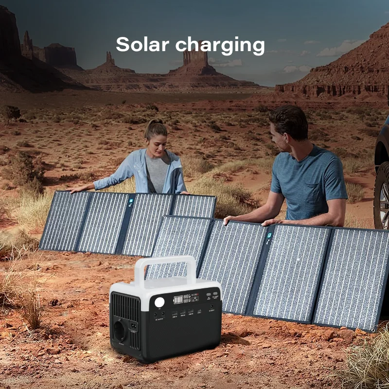 Banqcn 2024 New Power Station Outdoor Camping Lifepo4 Battery 300W Wireless AC DC Type-c USB Solar Generator