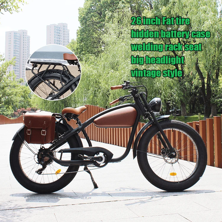 Popular 26 Inch Retro Electric City Bicycle High Power Fat Tire Ebike Adults Electric Mountain Bike Vintage Ebike Long Saddle