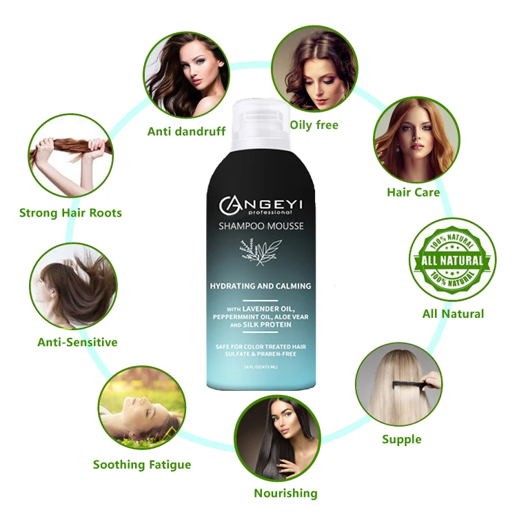 Protein Hydrating Anti-dandruff Nourish Hair Shampoo Champu Lavender Peppermint Aloe Vera Silk Unisex Adults 10 Years Daily Life