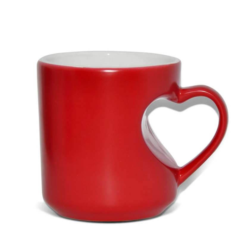 Easysub Wholesale Sublimation Mug Heart Shape Ceramic 11oz Color Changing Magic Mug