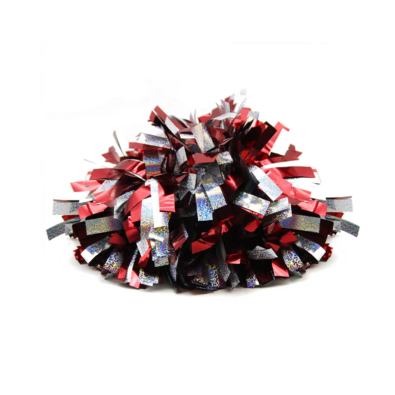 custom design plastic mix metallic holographic plastic cheer pom wholesale cheerleading pom poms