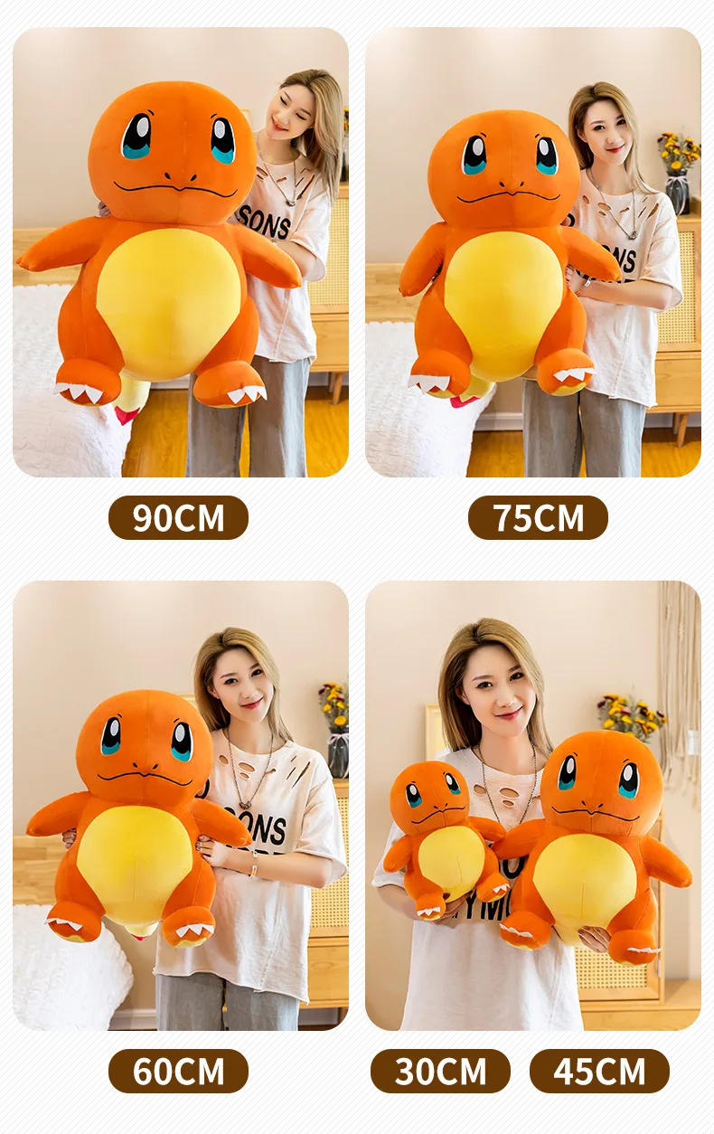 Famous Classic Cartoon Anime Pocket Monster Pokemoned Charmander Fire Dragon Plush Toys for Kids