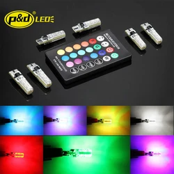 New RGB with remote control T10-6smd 5050 silicone car width lamp strobe light atmosphere light 12v