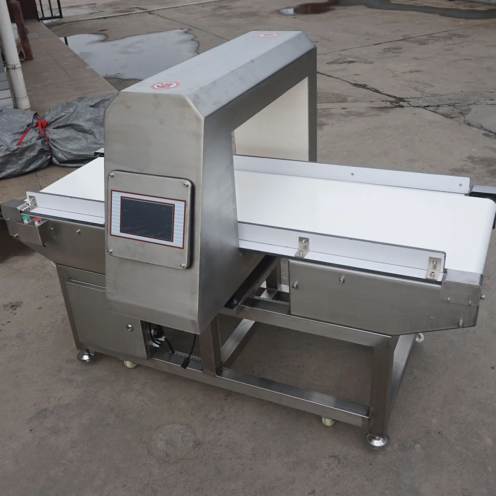 Metal detection conveyor malaysia for snack ,fish,shrimp , coffee, dough,chicken legs,salad,juice,wafers biscuits