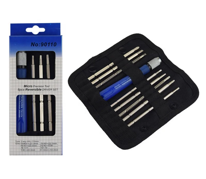 Reversible Drive 8 in 1 Pocket Precision Screwdriver Set