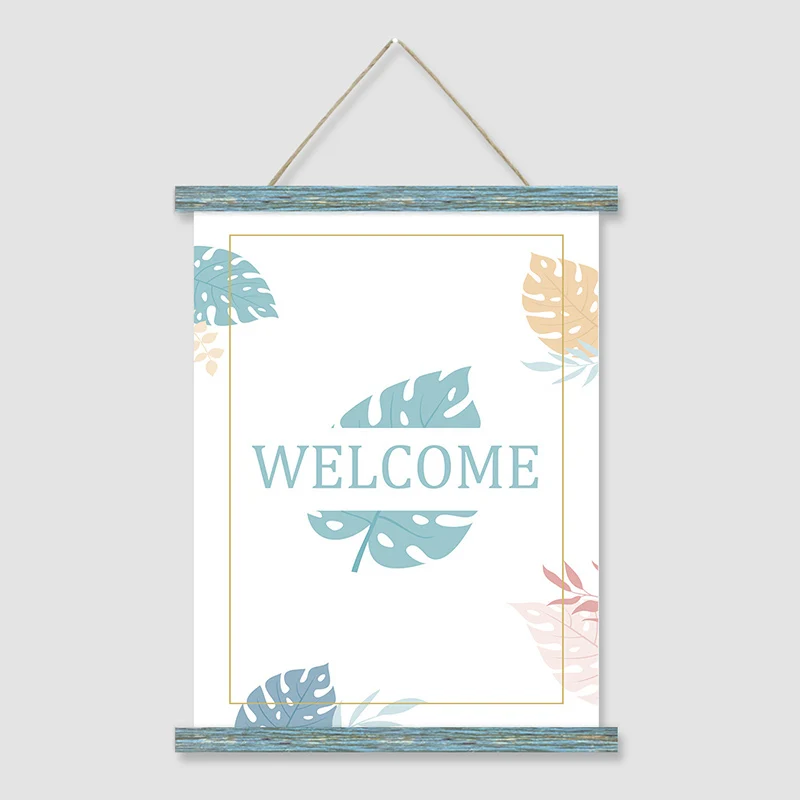 Colored frame Wooden wall scroll wood decorative scroll plaque Factory Printing hanging poster with frame canvas scroll banner