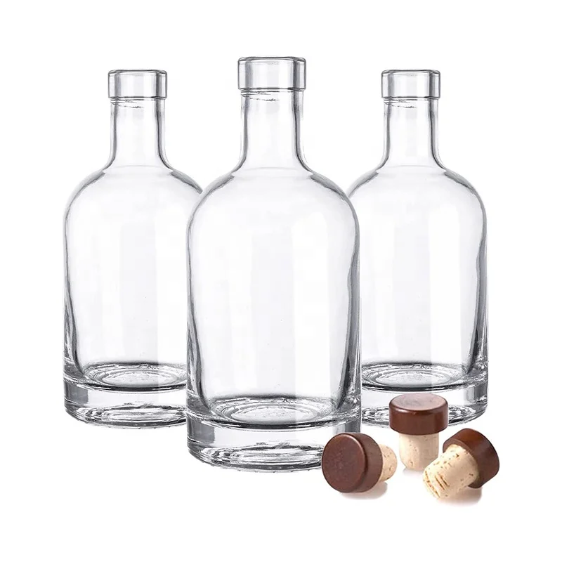 Hot sale 375 ml 37.5 cl heavy base home brewing whiskey bourbon glass bottles with wood Bar T top cork