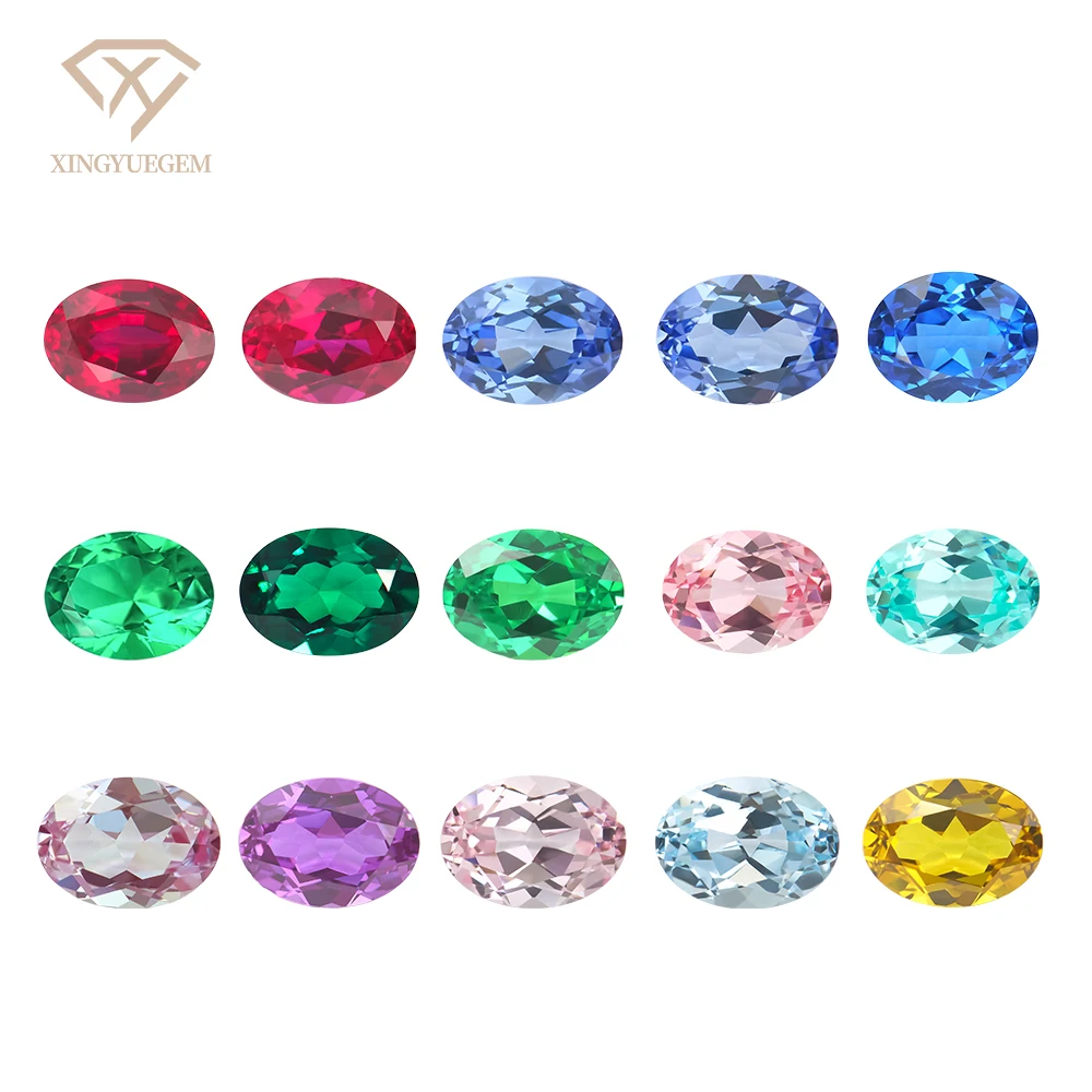 Wholesale Synthetic Colorful Loose Stones Lab Grown Gemstones Ruby Sapphire Emerald Collection for Jewelry Making