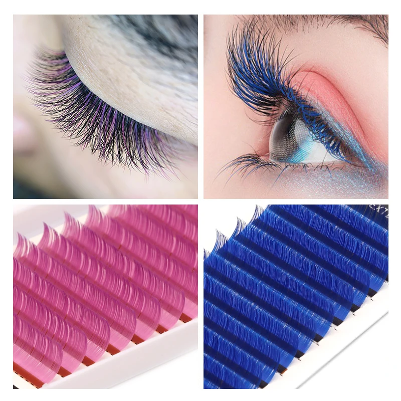 Factory Price Korean PBT Color Lash Extension Colorful Volume Individual Eyelash Extensions