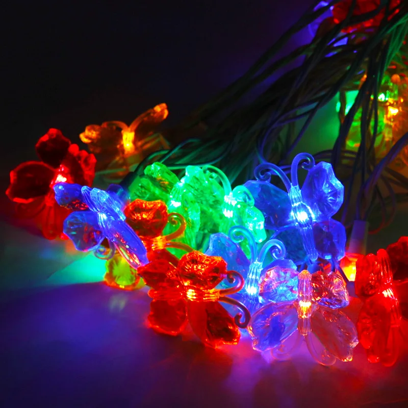 Бабочка гирлянда 10 светодиодов теплый белый для весенне-летнего украшения