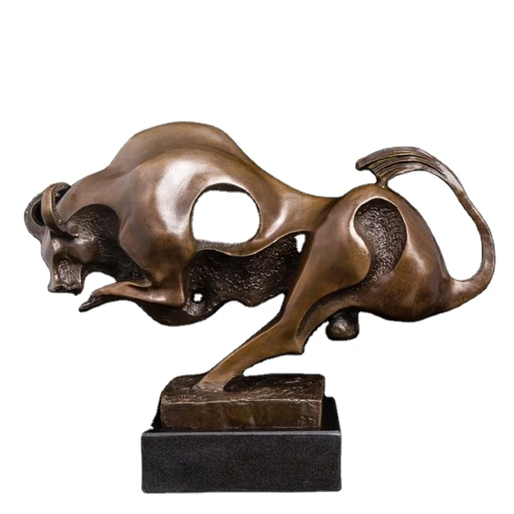 ArtsHom DW-037 Office Decoration Abstract Bull Statue Sculpture Handsome pure Bronze Bull Figureines Art For Home Decoration