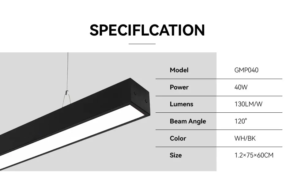 Hanging Light 38W 120lm/w Supermarket Linear Light LED Linear Lighting System