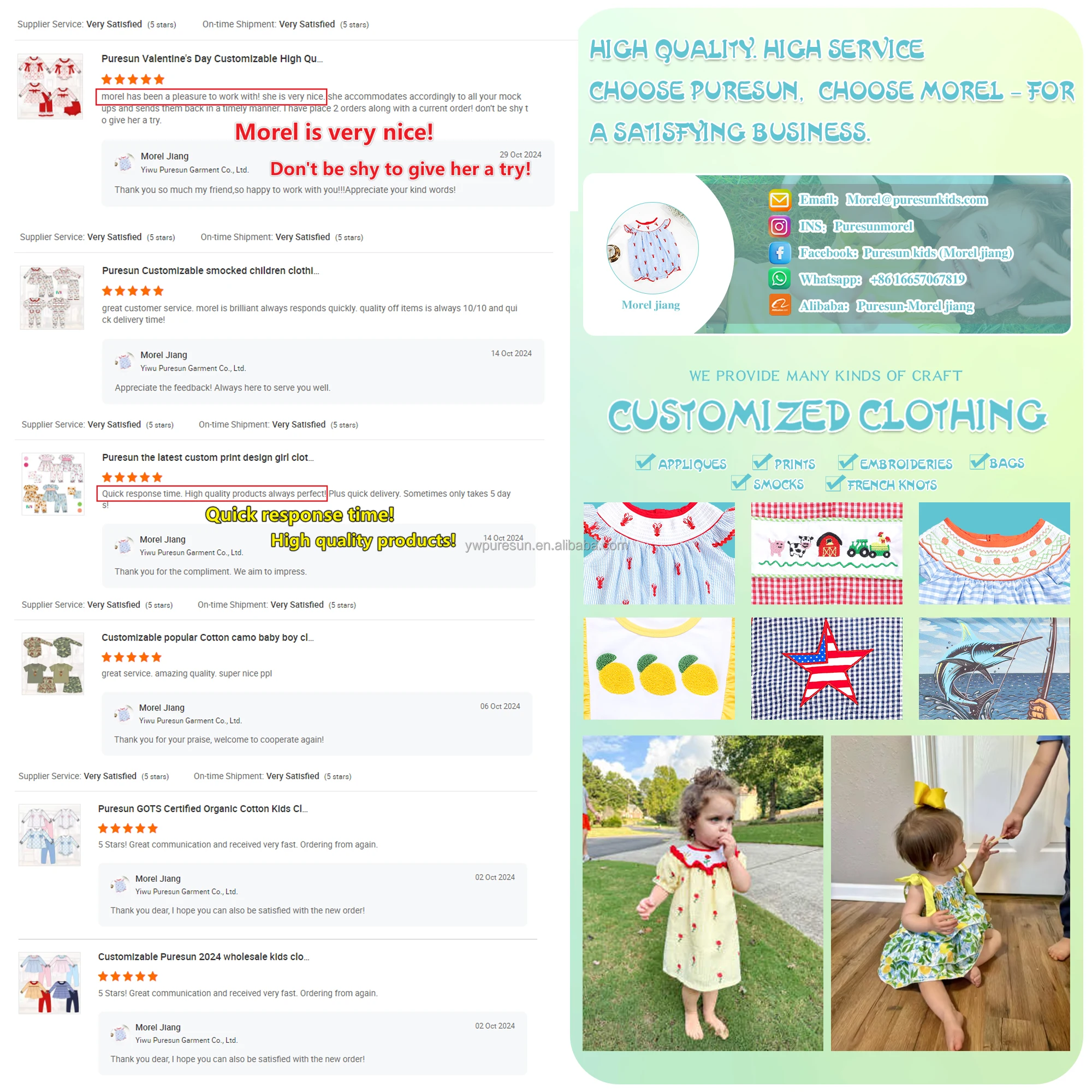 Puresun Customizable floral prints Kids Clothing custom popular bows Pattern wholesale children clothing