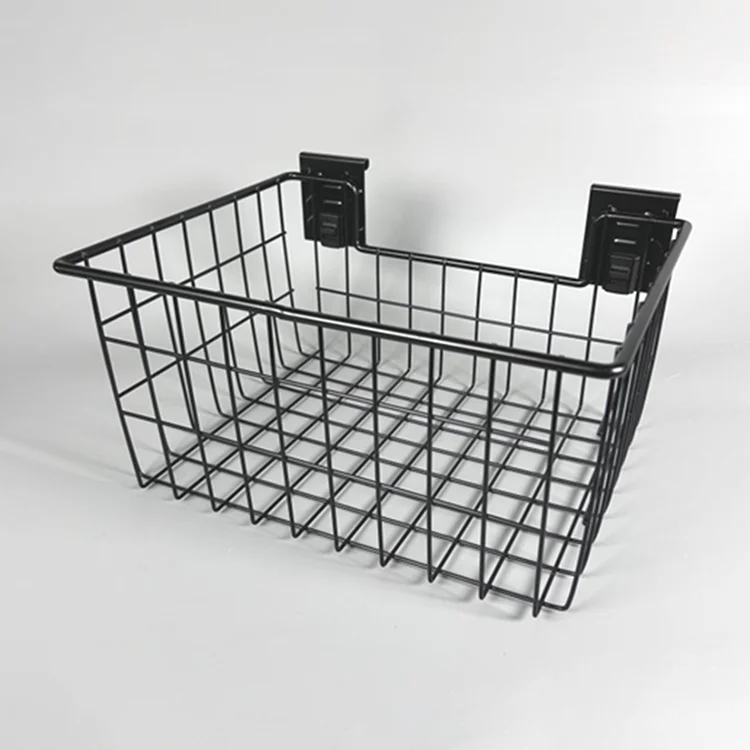 JH-Mech Slatwall Shelf Bracket Garage Storage Multifunctional Lockable Wall Mounted Metal Wire Slatwall Basket
