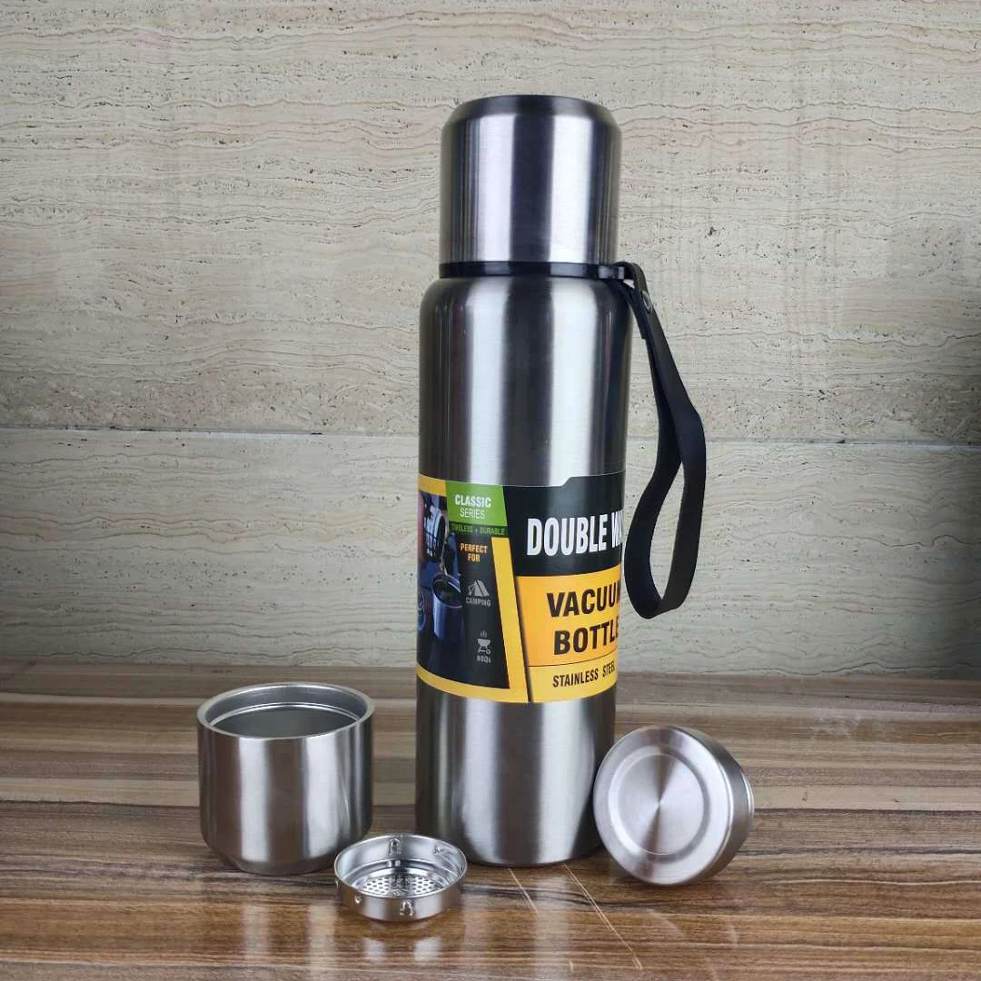 Water Bottle Custom Double Wall Insulated Stainless Steel Metal Vacuum Thermal Flask 1000ml Portable Thermos With Handles