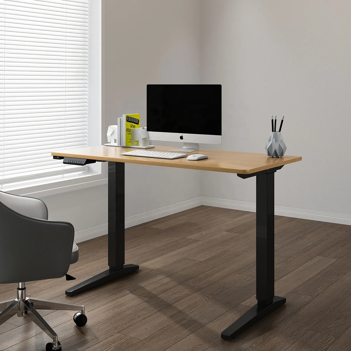 Customize Wooden Home Office Smart Motorized Sit Standing Electric Stand Height Adjustable Desk
