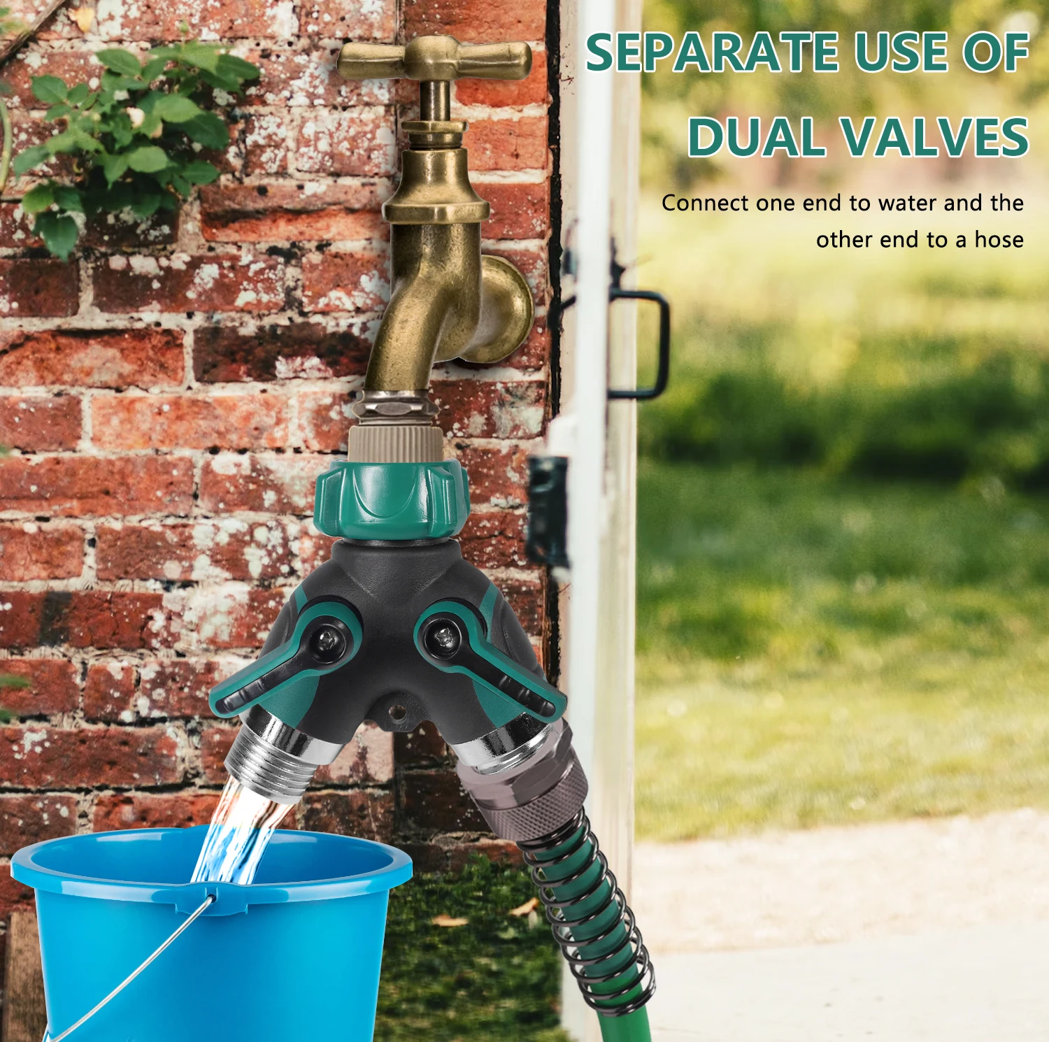 High Quality Outdoor Garden Irrigation System 2-Way ABS Plastic Hose Connector Easy Metal Connection Water Splitter Garden Tools