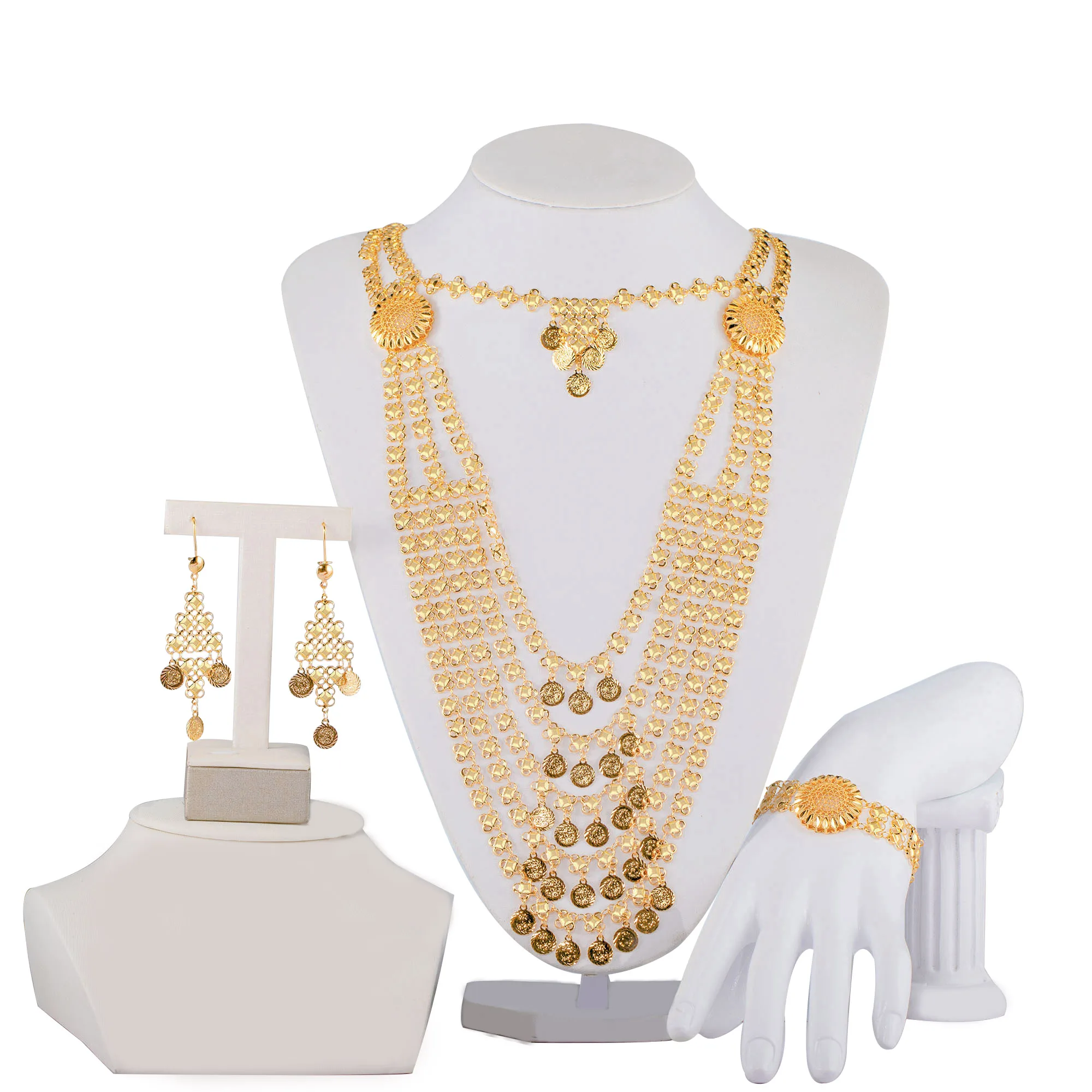 handmade products gold plated wedding party jewelry sets for women charms pendant 18k gold plated necklace jewelry