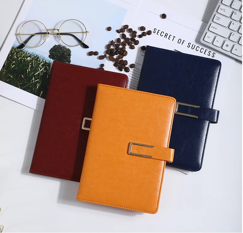 A5 Journal Agendas Notebook with Pen 2024 Custom Logo Pu Leather Gift Paper Material Notepad Spiral Notebook Leather Portfolio