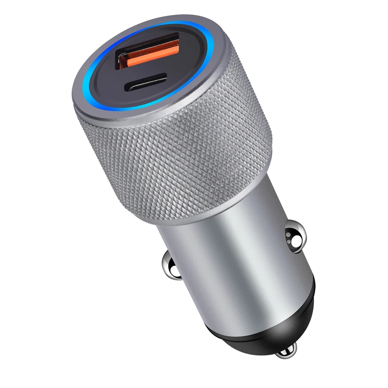 38W  2 Ports Fast charging Type-C Car Charger  Adapter, USB C Car Charger PD20W+QC3.0