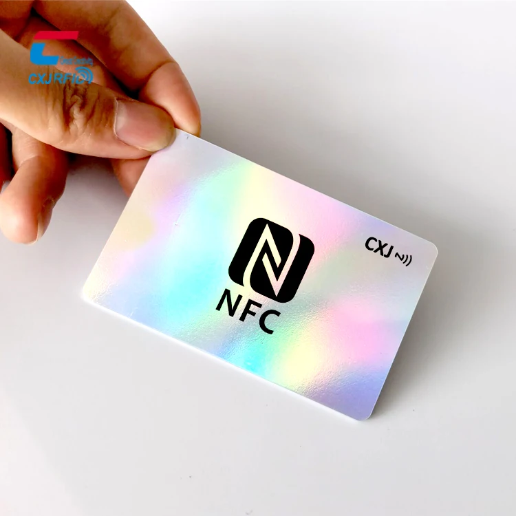 CXJ бесплатный образец на заказ голографический NTAG 215 Nfc Rfid лазерная резка визитная