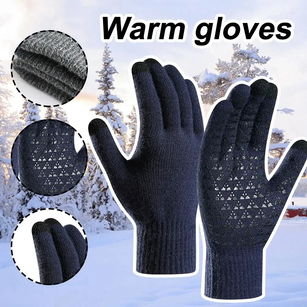 Winter Men Knitted Gloves Touchscreen High Quality Male Mitten Thicken Warm Cashmere Solid Men Business Gloves Keep Warm