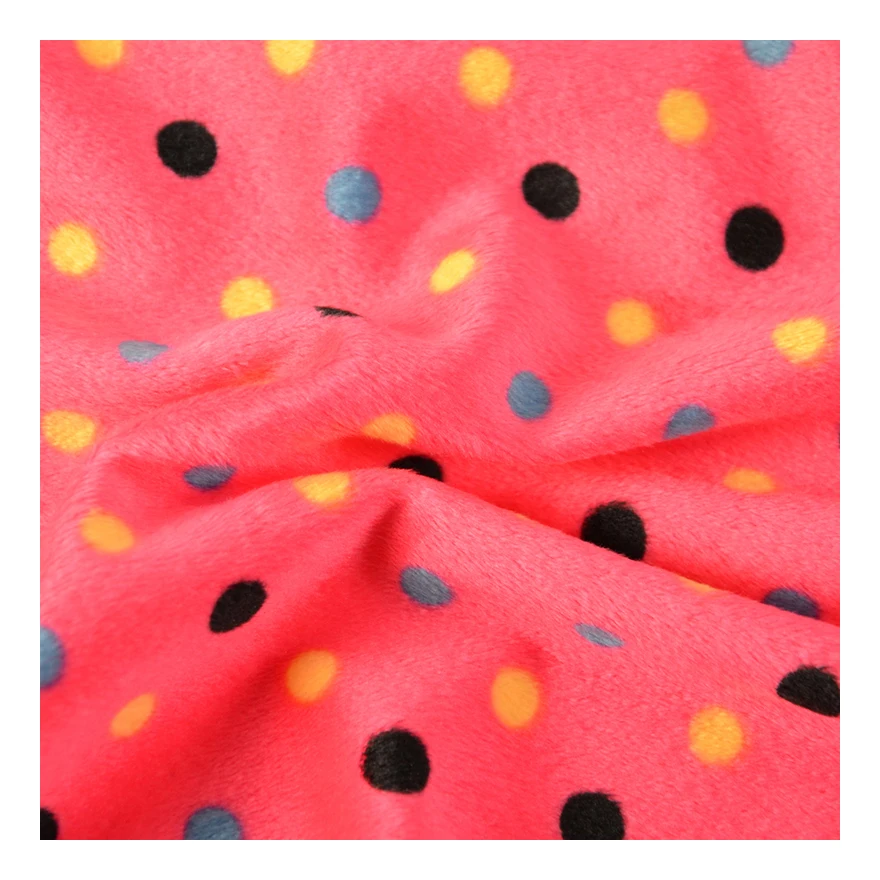 Factory Supplier 100% Polyester Microfibre Short Pile Printed Velboa Fabric