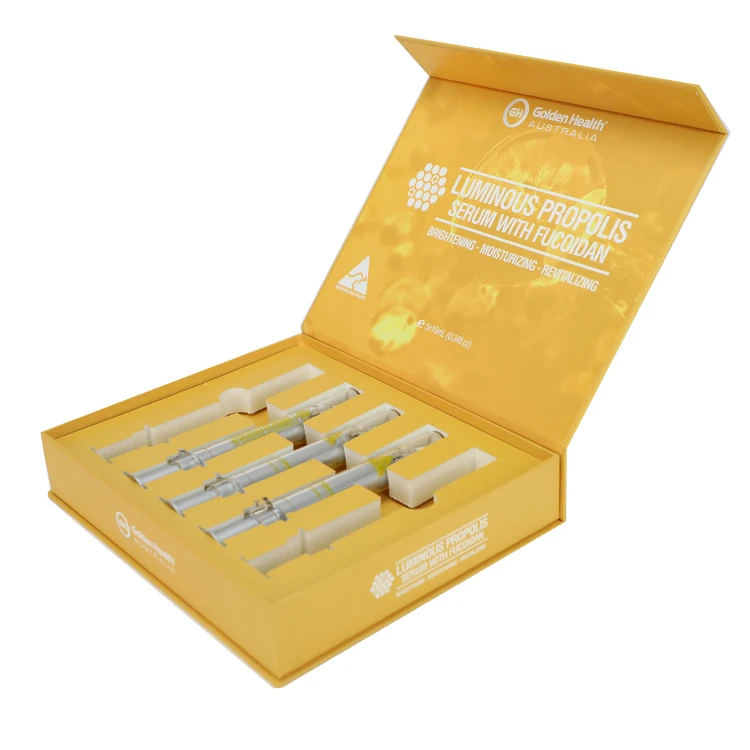 Custom Yellow Magnetic Closure Cosmetic Skin Care Serum Bottle Packaging Cardboard Paper Box with EVA Insert