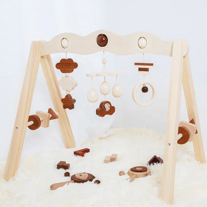 Educational Toys for Kids Learning Wooden Baby Gym Infant Play Mat and Activity