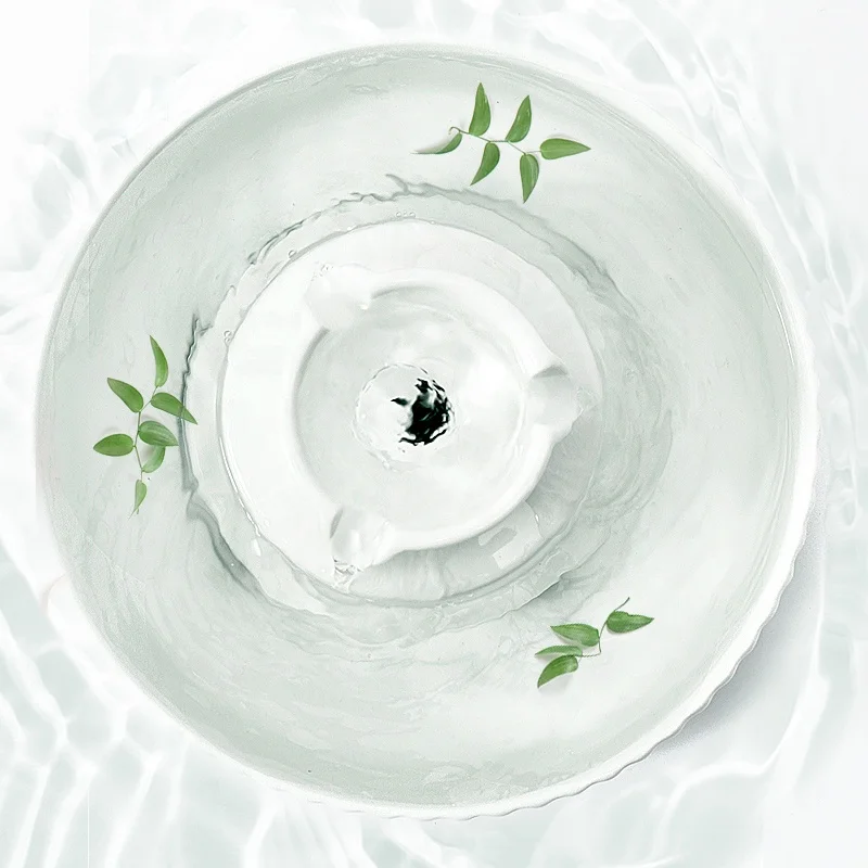 Cake Shape Pet smart water dispenser Ceramic Water Bowl Pet Drinking Fountain