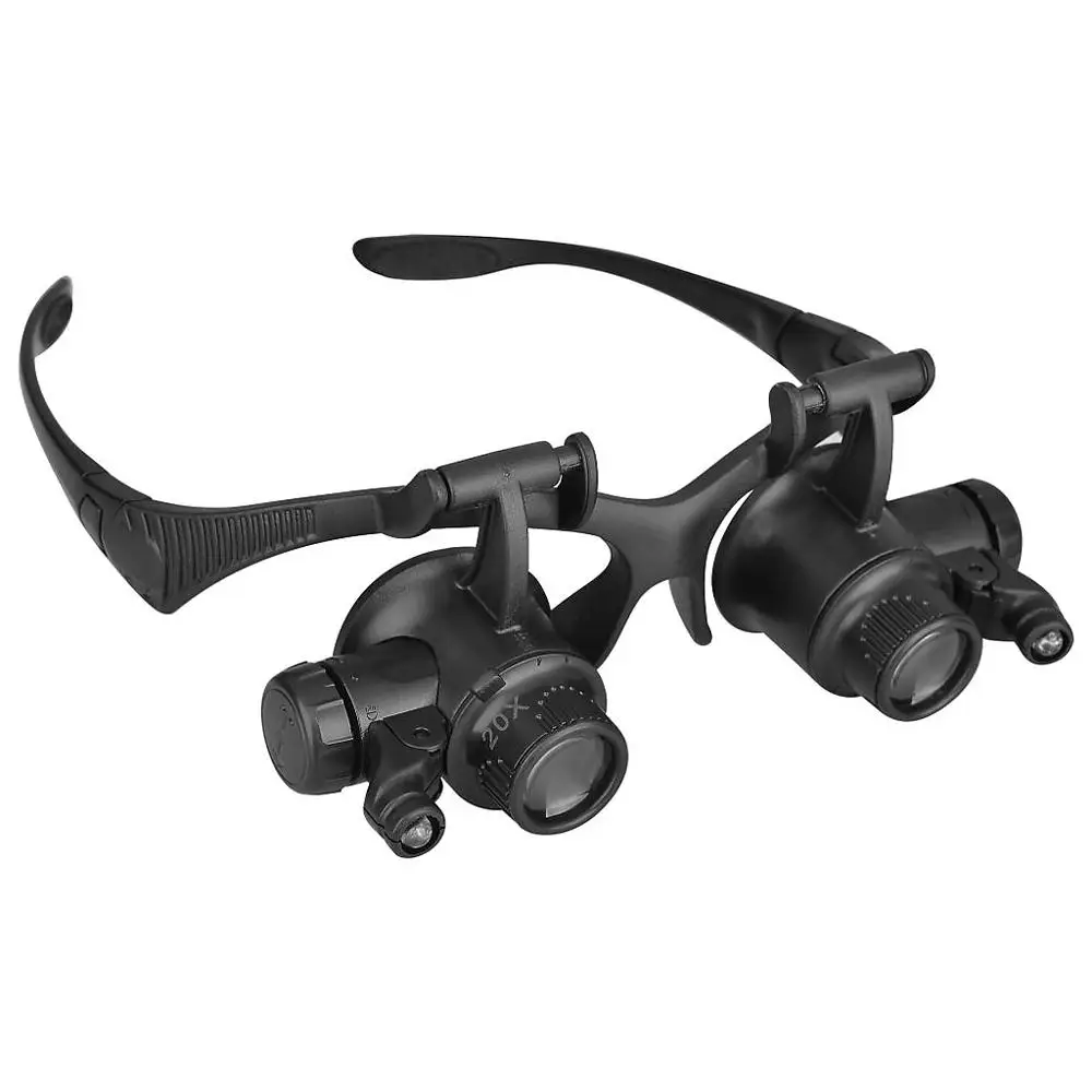 Binocular Loupe Magnifying Glasses Magnifier with LED Light for Jewelry Appraisal Watch Repair 10X 15X 20X 25X