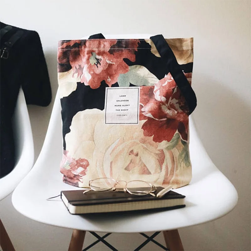 
Byleading Canvas Bag Zipper Cotton Shopping Bag 