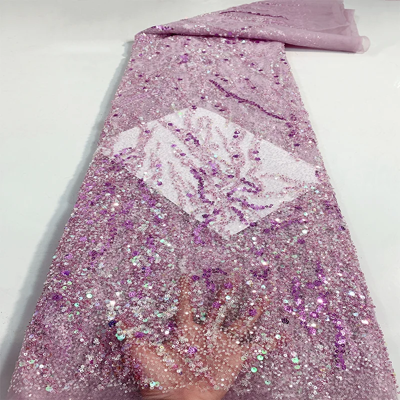 Gorgeous high-quality glittering crystal sequins Web page Selected embroidered wedding dress bead tulle prom dress Lace fabric