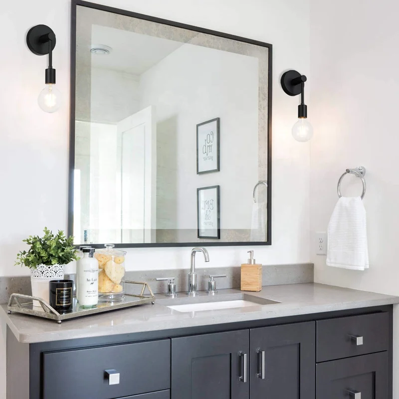 Decor Clear Glass Shade Led Wall Lamp Interior Lighting Vintage Black Wall Sconce Light Fixture For Home