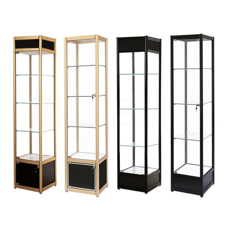 Customized exhibition commercial furniture jewelry display retail LED lighting glass display cabinet