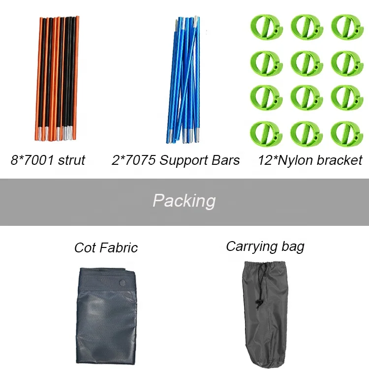 Singda Aluminum Metal Outdoor Army Military Camping Hiking Folding Sleeping Cot Camp Bed For Adults