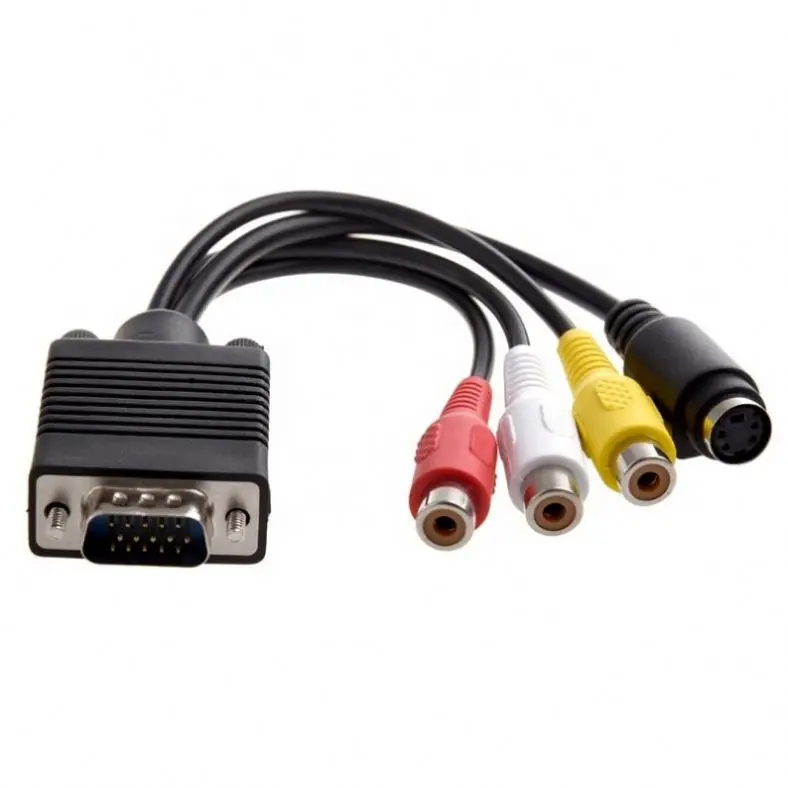 15 Pin VGA SVGA Male To S-Video 3 RCA Jack Female Composite AV Out TV-Out Converter Adapter Cable for Laptop PC Video Cards