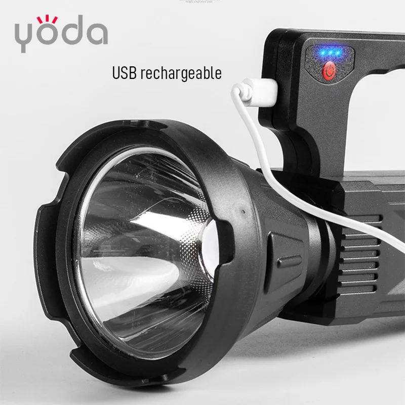 ABS PS 50 meters range USB rechargeable cheap plastic cob led searchlight