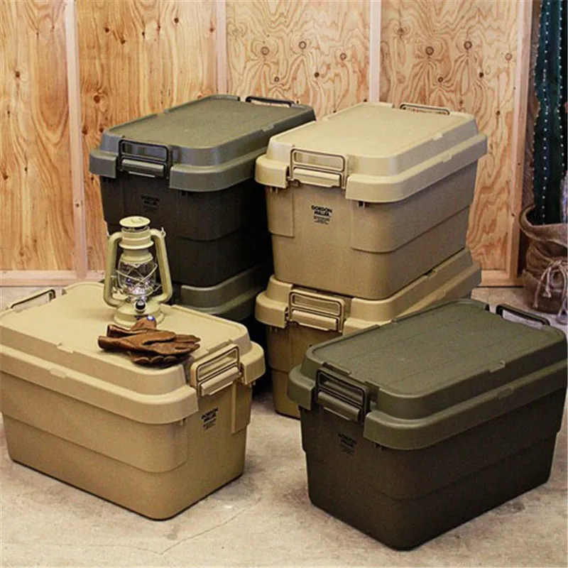 2022 Hot-Selling Durable 60L Plastic Camp Storage Container with Stringer Lid Foldable Portable Car Kitchen Travel Tool Storage