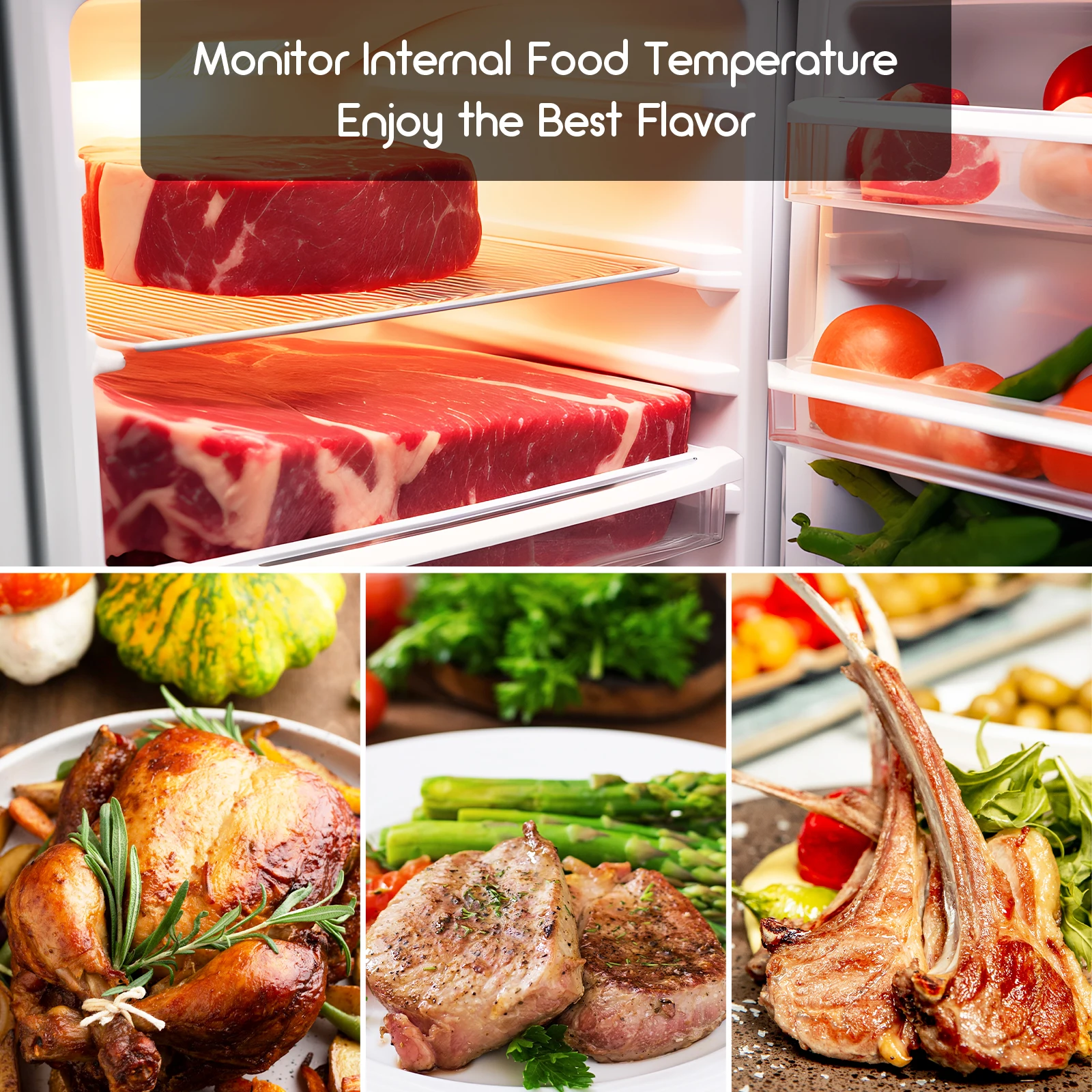 INKBIRD Digital 4 Probes Meat Thermometer Kitchen Wireless Cooking BBQ Food BT for Gas Grill Charcoal Kamado