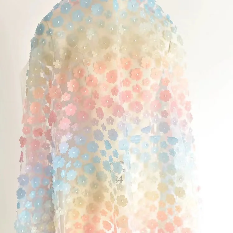 2024 Brand New Follow trends pure white 3d gradient flower lace embroidered fabric Suitable for use as wedding attire