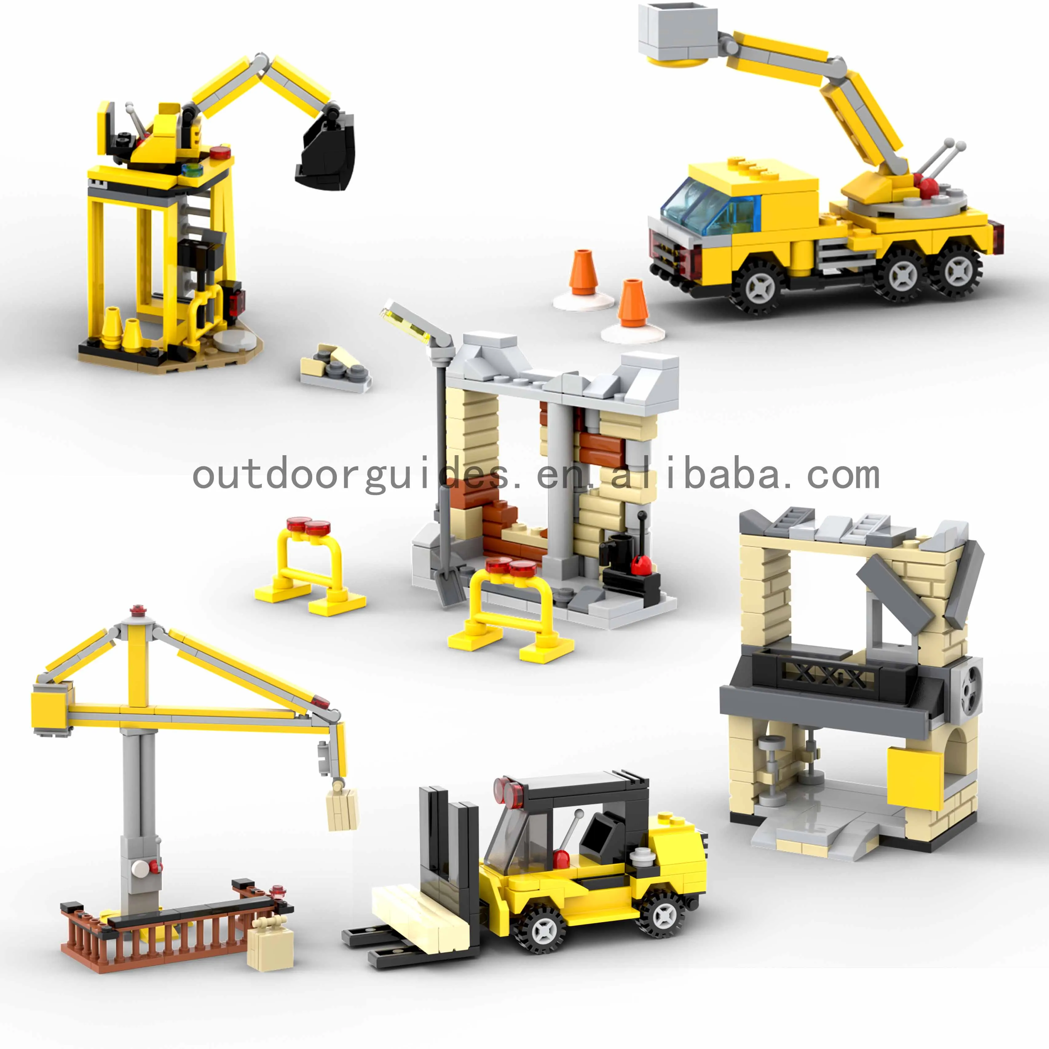 City Street View Hamburgers Ice Cream Shop Truck Food Store Mode Buildings Blocks Toys For Kids