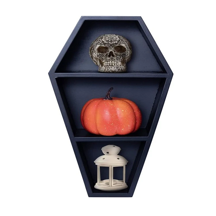 Coffin Shelf Spooky Gothic Decor for The Home Black Hanging Wooden Shelf wooden wall mirror decor