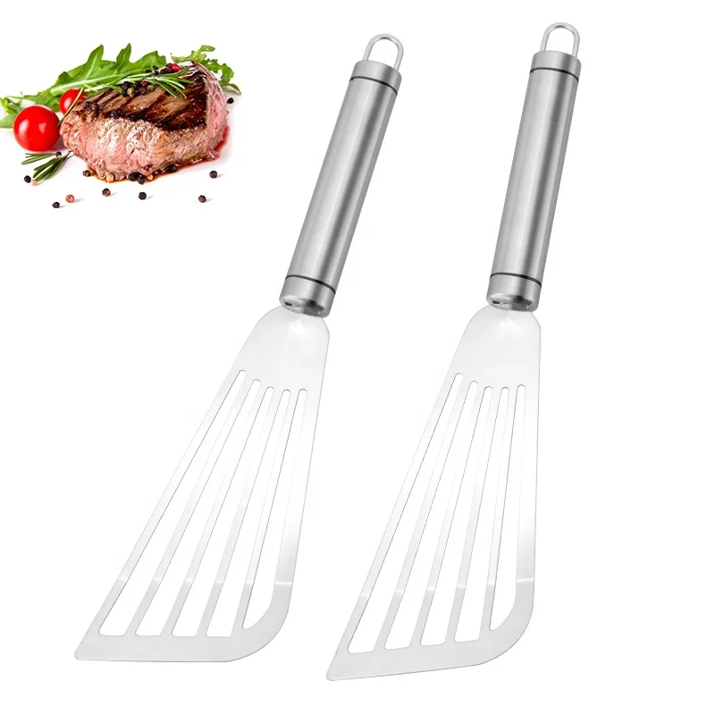 
Amazon Selling Slotted spatula Stainless Steel Spatula Resistant Baking Spatula Fish Meat Steak Turner For Turning Flipping 