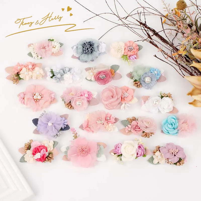 Tracy & Herry  Hair Decoration baby girls Floral Hair clip New Birthday Party Flowerhair clips for kids