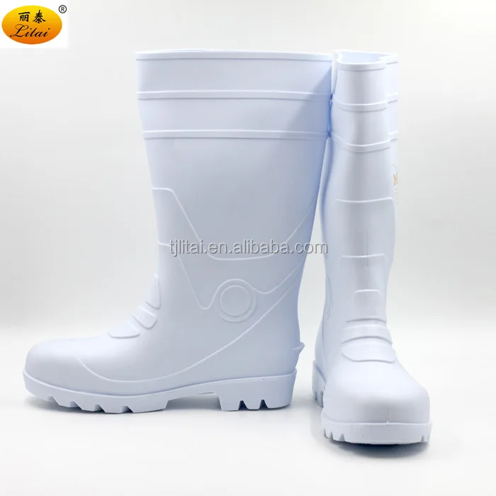 White long clear hot selling unisex cheap PVC Safety Boots gum boots rain with Steel Toe for Food Industry