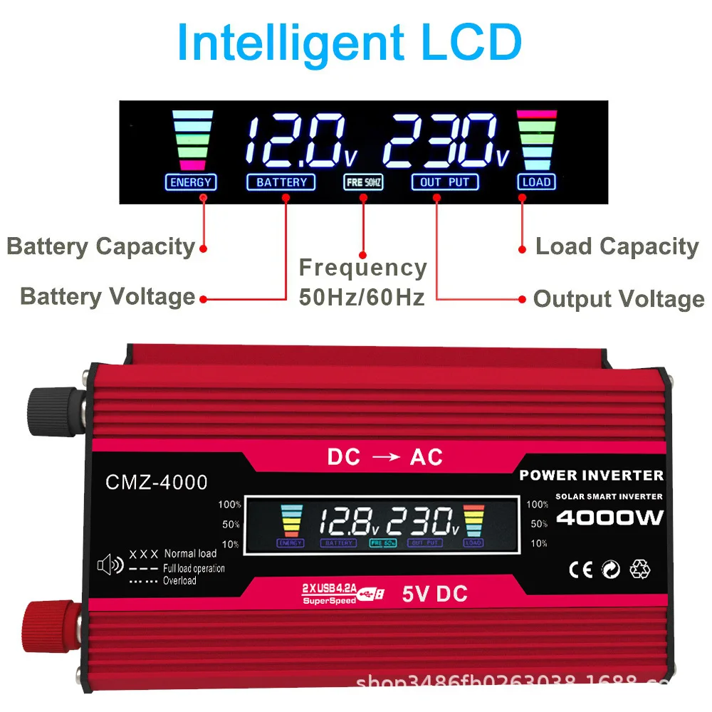Автомобильный инвертор 12V постоянного тока до 220V/110V 10000W 12000W